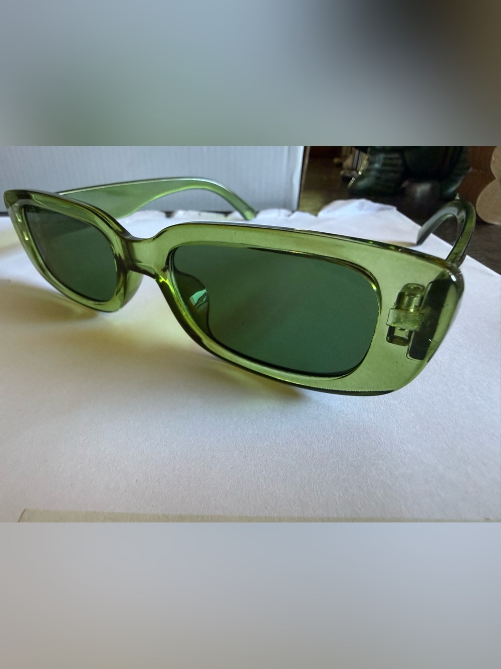 Green & White Rectangular Sunglasses